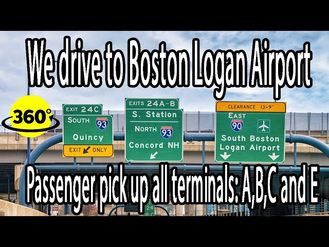 360° Video | We drive to Boston Logan Int. Airport | Passenger pick up all terminals A,B,C and E