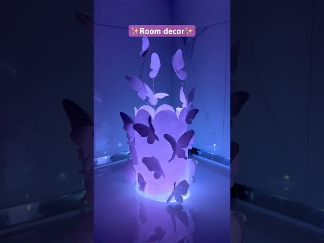 Cute night light idea🦋 #roomdecor #diy #craft #light #butterfly