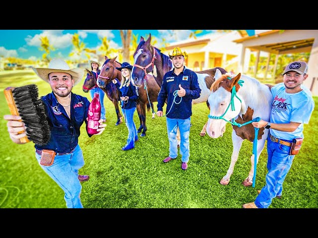 DEI BANHO EM TODOS OS CAVALOS DA FAZENDA !!! 🐴 😍 🧼