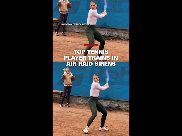 Top tennis player trains in air raid sirens