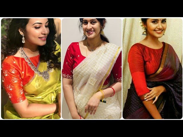 Best Red Blouse Matching Saree Ideas ||Red Blouse Matching Sarees ||Red Blouse Designs