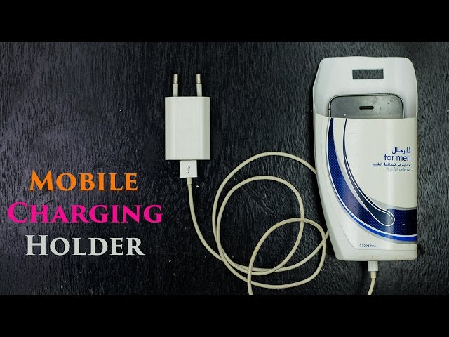 Craft ideas with shampoo bottles - Mobile charging holder