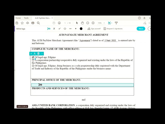 AUB Paymate Application Walkthrough Part 2_How I eSigned a document using Adobe Acrobat DC