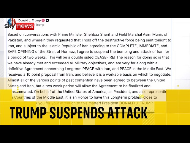 BREAKING: Trump agrees to suspend bombing Iran for two weeks