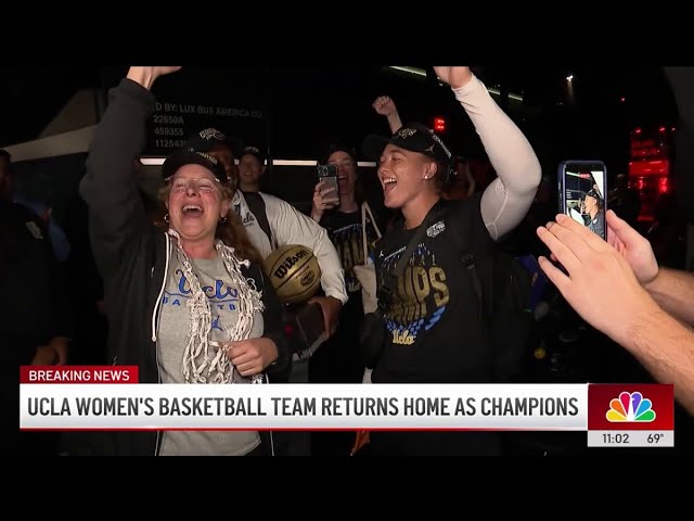 UCLA women's basketball team returns home as national champions
