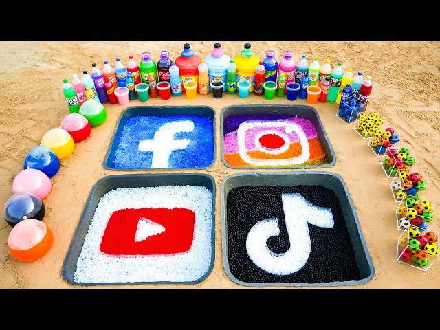 How to Make YouTube, TikTok, Facebook & Instagram Logos Using Orbeez, Coca Cola vs Mentos and Sodas