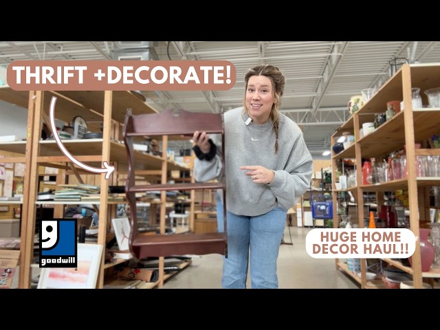 Thrifting my DREAM shelf + so much more! | Home Decor Thrift With Me | Goodwill Thrift Haul