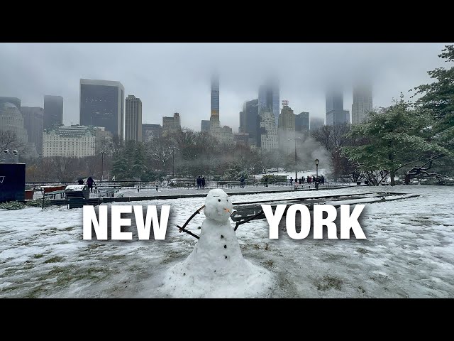New York City LIVE Manhattan First Snowfall in 2024 Aftermath (January 16, 2024)