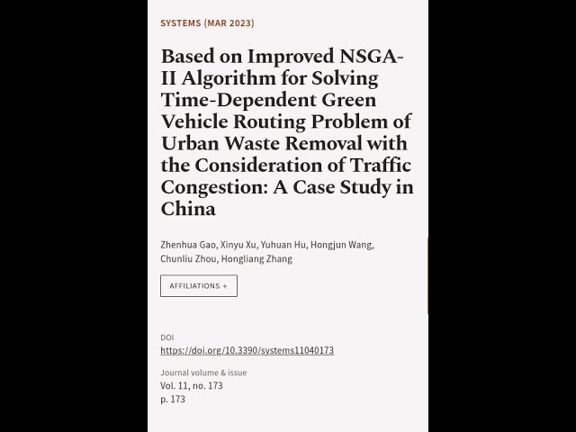 Based on Improved NSGA-II Algorithm for Solving Time-Dependent Green Vehicle Routing ... | RTCL.TV