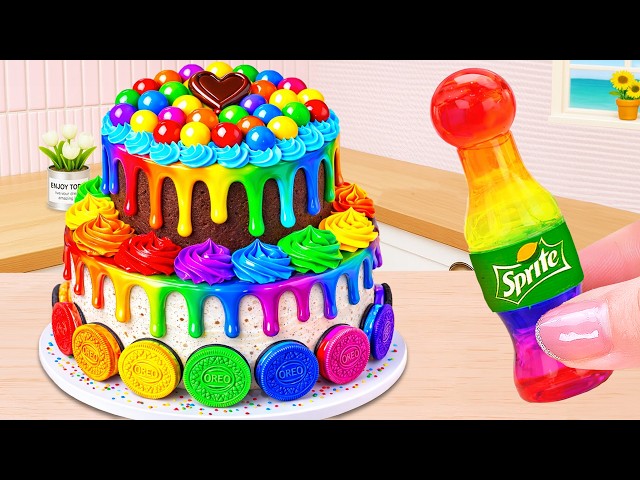So Colorful Rainbow Soda Cake 🌈How To Make Stunning Mini Rainbow Cake Decorating Idea💗Mini Wonderful