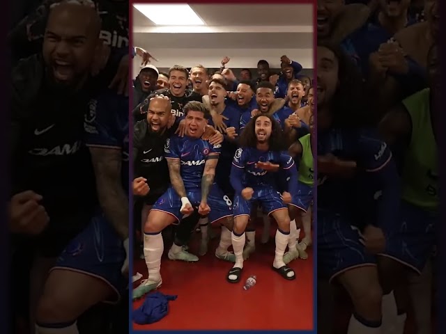 Chelsea’s wild dressing room celebration after conference league win 🎉🔵