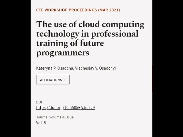 The use of cloud computing technology in professional training of future programmers | RTCL.TV