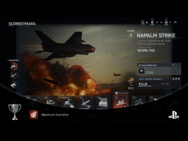 COD PS5 TROPHY Equip an Overclock on a Lethal, Tactical, Field Upgrade and 3 Scorestreaks at once