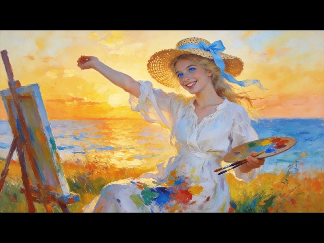 Visual Poems | Monet | Lakeside Studio: Painter Sketching by the Shimmering Lake