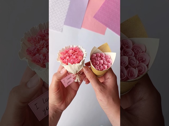 DIY paper flower bouquet mini #handmade #diy #craft #gift #diyideas #shorts
