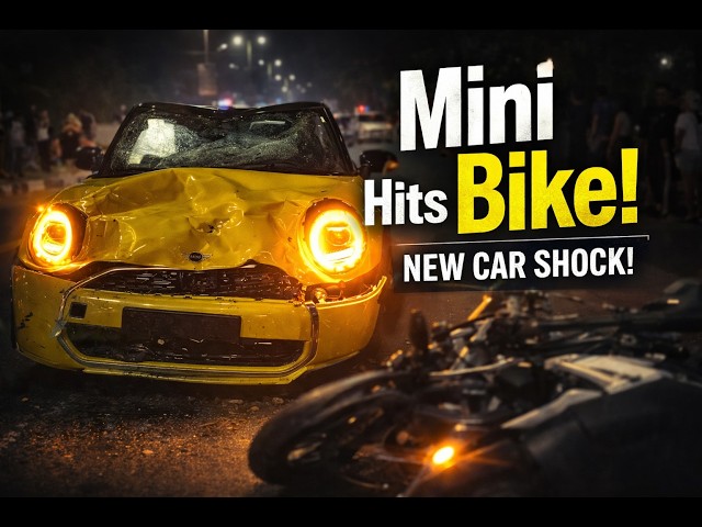 Brand New Mini Cooper Hits Motorcycle on Dona Paula Road.
