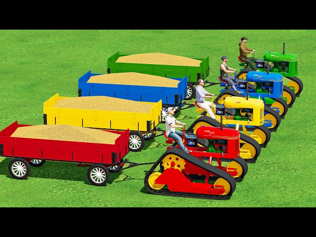 Work with Colors! Crawler JOHN DEERE and STRAW Transport JOB with Man Transporter  TRUCKS! FS22