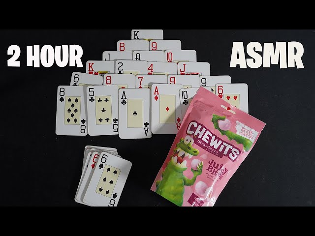 ASMR 2 HOURS PLAYING SOLITAIRE & CHEWY CANDY - SOFT WHISPERS