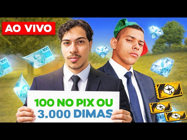 100 NO PIX OU 3.000 DIAMANTES? 🤑 FREE FIRE AO VIVO SALA PREMIADA 💎JOGANDO COM INSCRITOS 💎