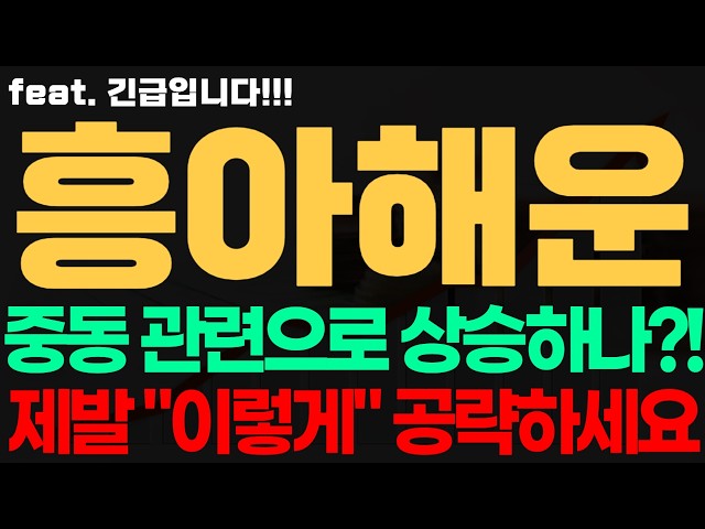 [흥아해운 주가전망] 긴급! 중동 관련으로 상승하나?! 제발 "이렇게" 공략하세요 #흥아해운주가전망 #흥아해운 흥아해운전망 흥아해운시세 흥아해운목표가
