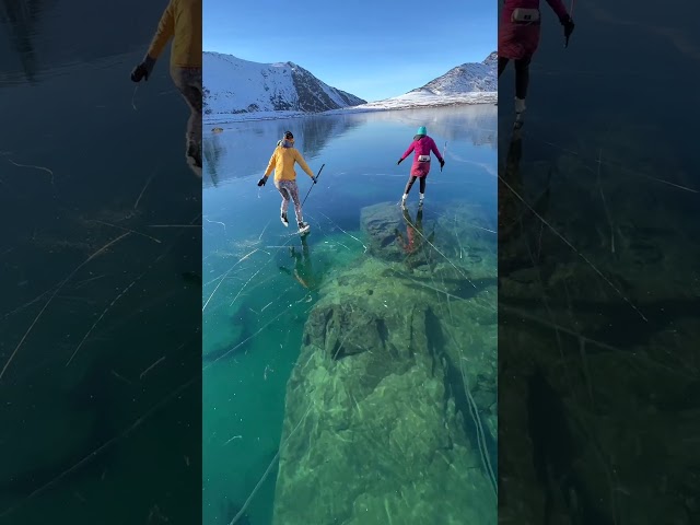Rabbit Lake see-through ice skating, Alaska