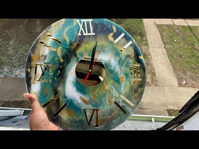 DIY Resin Wall Clock ⏰ featuring￼ bold colors ￼