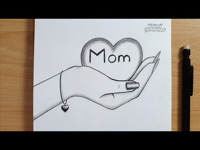 How to Draw a Cute Hand with a Mom Heart | Easy Pencil Drawing
