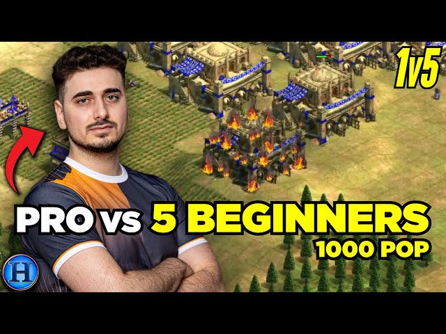 Pro Player 200 Pop vs 5 Beginners 1000 Pop | 1v5 AoE2