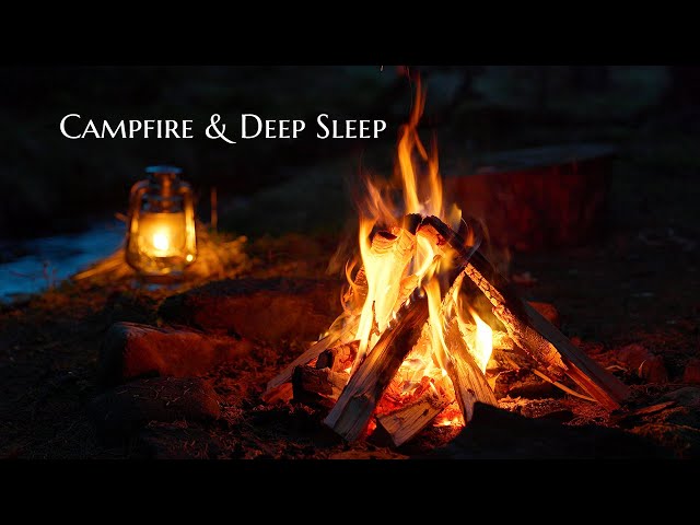 12H (No Ads) Real Night Campfire 4K🔥Crackling Sounds & Deep Sleep