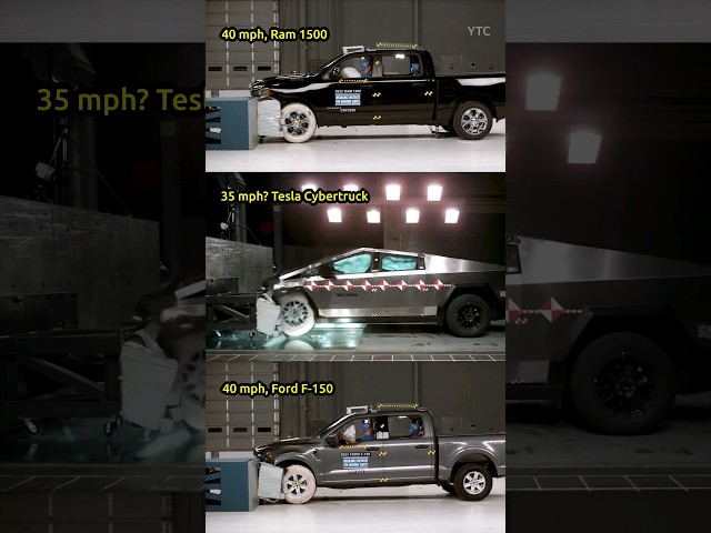 Crash test Tesla Cybertruck, Ram 1500, Ford F-150 comparison