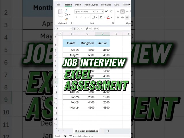 Job Interview : Excel Assessment #viralshorts #excelshorts