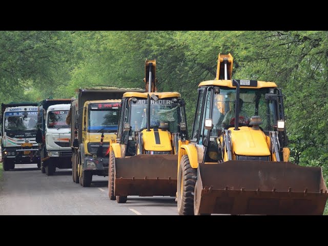 Jcb 3dx loading Mud in TATA Tippers Thar Tractors Swaraj 855 Fe New Holland 36304x4 Tractor truck