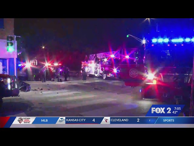 Crews remove woman from vehicle after crash in north St. Louis