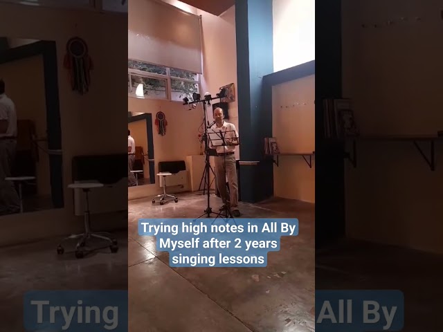 High note in All by Myself after 2 years singing classes #celinedion #allbymyself #shorts #highnote