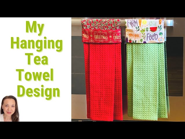 Modern Hanging Tea Towel Tutorial with Front Band - No Buttons, Snaps, or Velcro!  Simple DIY Gift