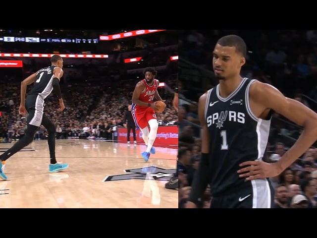 Wemby doesn't return after rib injury & Embiid hits him with Harden step back