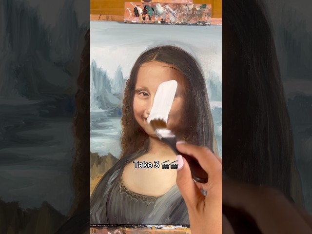 Painting Mona Lisa with a different smile 🥰 #artchallenge
