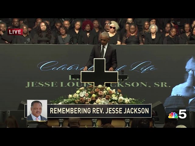 Former President Barack Obama speaks at services for Rev. Jesse Jackson