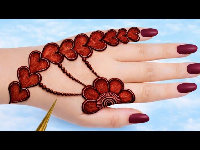 Eid special heart simple unique style mehndi design for back hand | new easy mehndi design 2026 