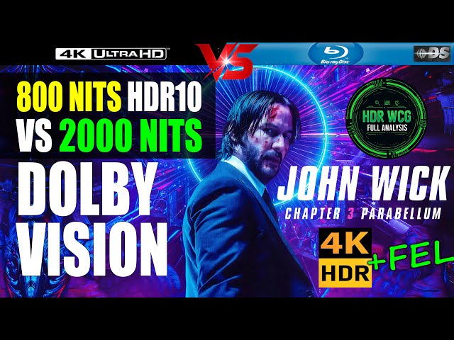 800 nit HDR vs 2000 nit Dolby Vision vs 100 nit SDR |  John Wick Chapter 3 Parabellum 2019