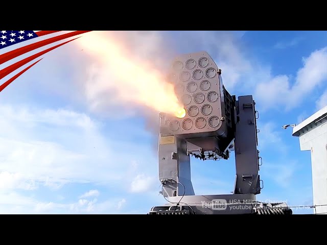 US Navy Ship Self-Defense System in Action - Launches RAM, Phalanx and Chaff