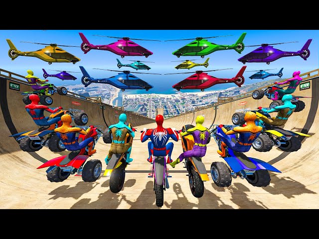 Rainbow Spiderman vs Longest Ramp in GTA 5 - Jumping from Highest in GTA 5 #1