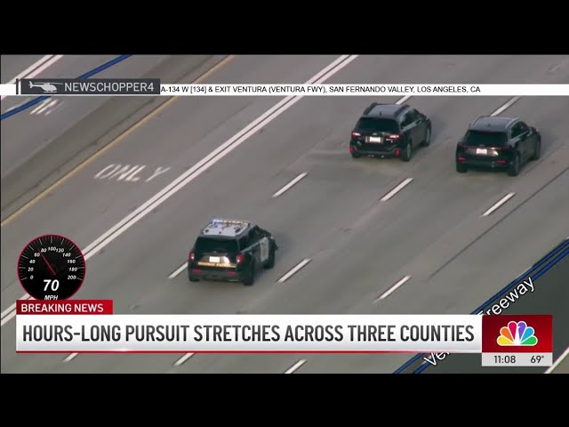Driver in custody after hours-long pursuit stretches across three SoCal counties