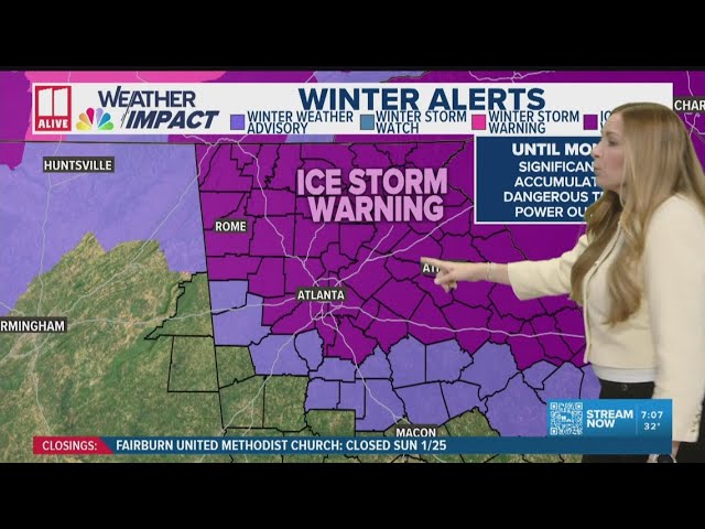 Sunday 7am winter storm forecast in Georgia