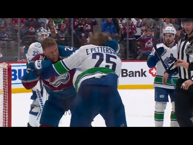 Elias Pettersson Drops 🥊 Gloves 🥊 With Logan O'Connor