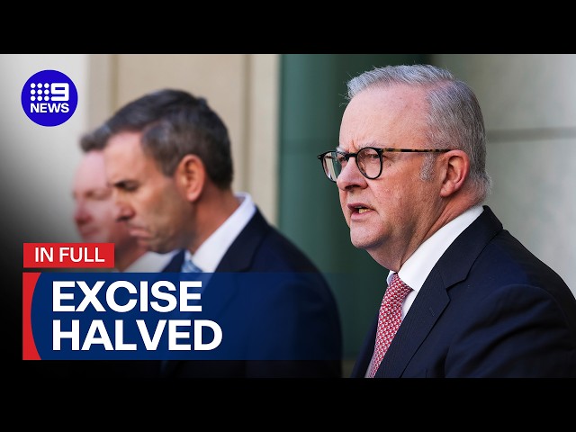 Anthony Albanese speaks on halving the fuel excise | 9 News Australia