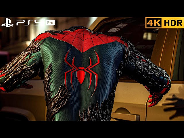 (PS5 PRO) Venom corrupts Brand New Day Spiderman Vs Hunters | 4K HDR |