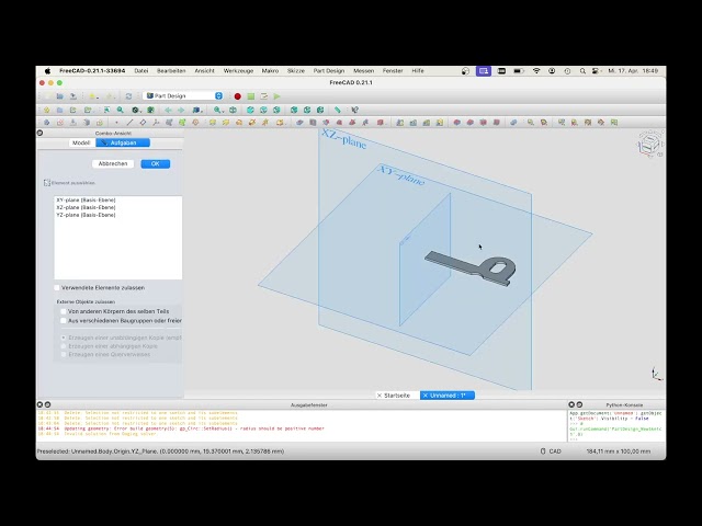 FreeCAD-Anfänger - 1958 Cadillac Ashtry Fixing Point