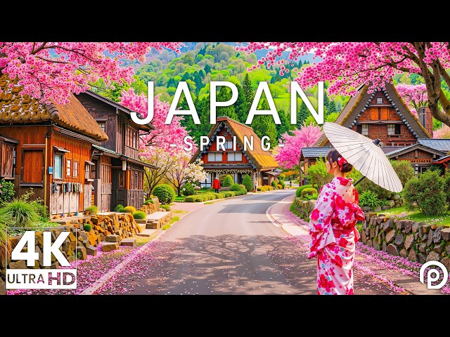 Spring in Japan 4K - Relaxing Music with Beautiful Natural Landscapes - 4K Video UHD