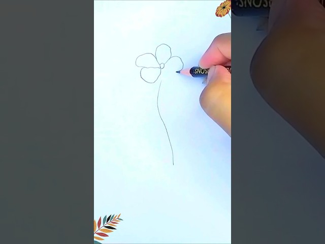 Quick & Easy Flower Drawing Tutorial | For Beginners v35